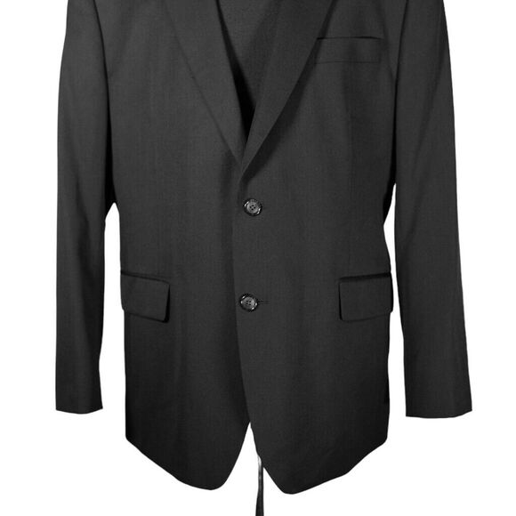 Stafford Mens Blazer Black Wool Blend 2 Button Classic Fit Jacket Sport Coat 44R - Picture 7 of 9
